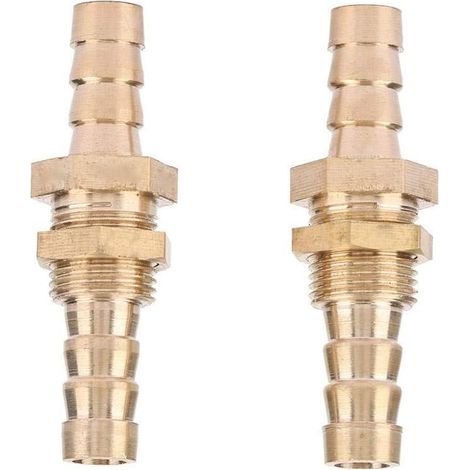 Zwei 10-mm-Schlauchverbinderadapter aus Messing mit Widerhaken für den Schlauchanschluss. (1/4)