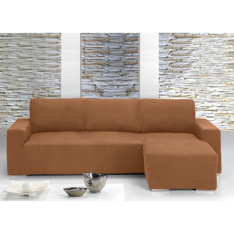 Copridivano Con Penisola Chaise Longue Tinta Unita Arancio Mod Capri, misuraSinistracoloreArancio (1/5)