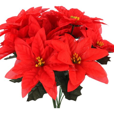 Fleurs de Noël rouges, décorations de Noël pour hôtels, fenêtres et maisons.-Crezuo