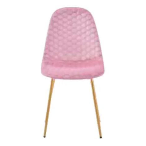 Lot 4 Chaises Salle à Manger Scandinaves Abeille Velours Rose Pieds Gold (1/5)