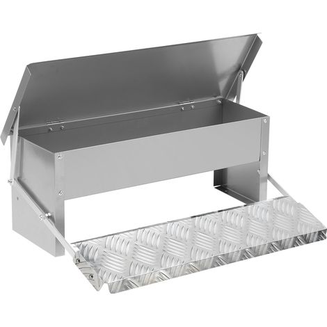 EINFEBEN Mangeoire poules automatique – Alimentateur 5KG avec pédale, trappe et couvercle étanche, pour poules, canards et dindes 50x20x19cm (1/5)