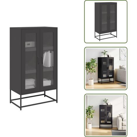 Buffet haut noir 68x39x123 cm acier - Buffet - Buffets - Armoire - Armoire Latérale (1/5)