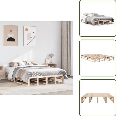 Cadre de lit 140x190 cm - vidaXL Cadre de lit sans matelas 140x190 cm bois de pin massif - Bois de pin massif (1/5)