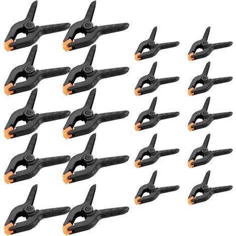 FENOPLASTICAJeu de 20 Pince à Ressort, Bricolage Outillage Serre-joints, Pinces Clips Clamps de Préhension pour Bois Atelier Photographie - 2 Pouces / 3 Pouces (1/4)