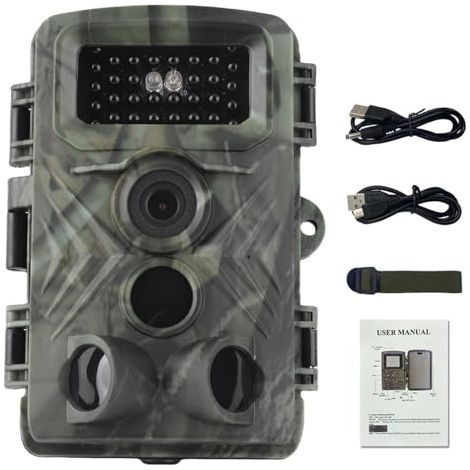 Caméra de Surveillance de la Faune 1080P multifonctionnelle 58MP IP66 résistante à l'eau, caméra Infrarouge Portable d'extérieur avec 34 LED (1/5)