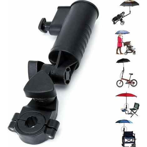 Chariot de Golf Porte-Parapluie Support de Porte-Parapluie Universel Poussoir Taille Réglable.Attachement de Poussette avec Pince (1/4)