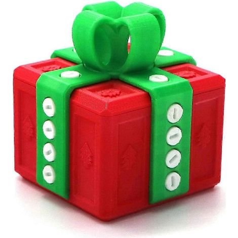 (Rouge Noël) Boîte à vis imprimée en 3D - Blague - Boîte cadeau de Noël amusante avec des vis pour des farces agaçantes (1/3)