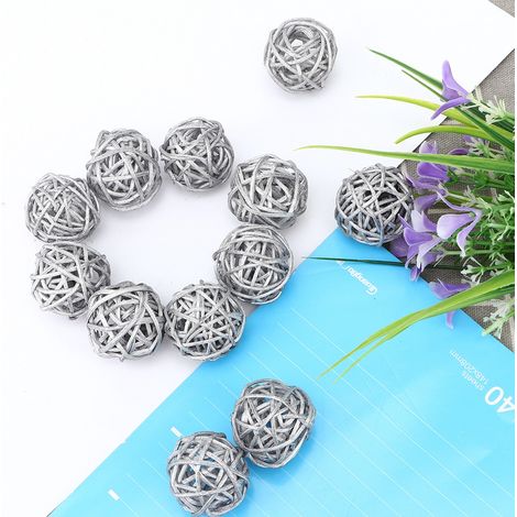 20 Stück Rattankugeln für Garten, Hochzeit, Party, Weihnachtsdekoration (Silber) (1/5)