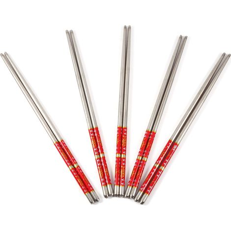 Baguettes En Acier Inoxydable - Design Floral Unique - Pour Repas Élégant Et Cadeau - Lot De 5 Paires (1/5)