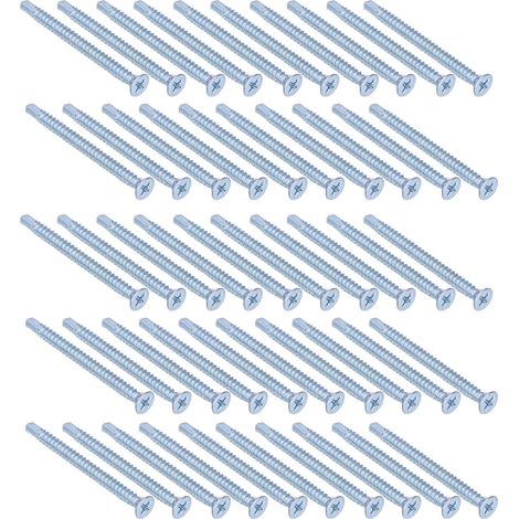 50 Vis à Bois Autoforeuses Cruciformes Zinc Plaqué Acier Carbone Quincaillerie 4,2x50mm Tête Fraisée Lot (1/5)