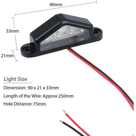 Lot de 2 Feux LED d'Éclairage de Plaque, Étanches, ABS, 12V 24V, Camions Remorques Voitures (1/4)
