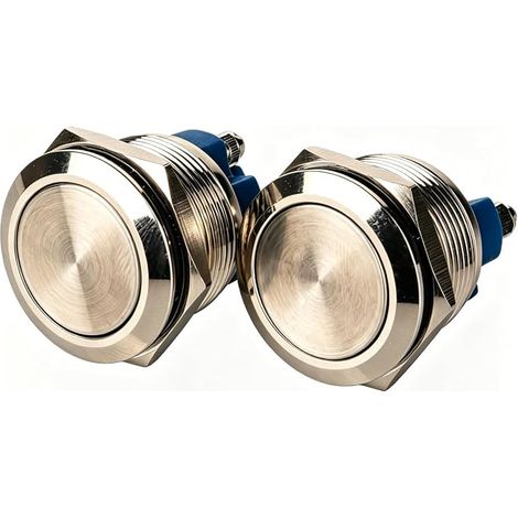 Gebildet 22mm Interrupteur à Bouton Poussoir Bornes à vis en Acier Inoxydable Interrupteur Etanche à l'eau(Tête Plate) (1/5)