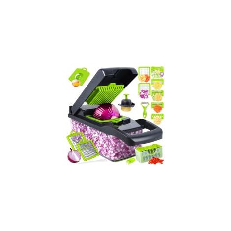Tritatutto 14 in 1 per cipolle e verdure - Acciaio inossidabile color acero - Resistente