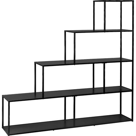sweeek - Bücherregal Treppe aus Metall schwarz 4 Ebenen (1/5)
