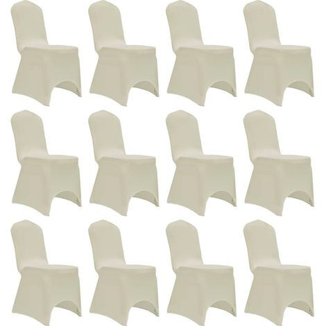 Housses de chaise extensibles, lot de 12, couleur crème (1/5)