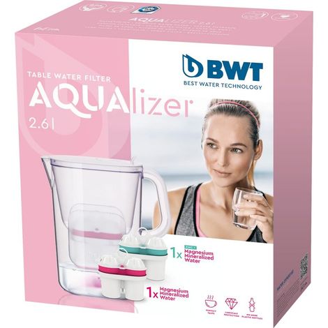 BWT AQUAlizer caraffa filtrante con 1 filtro al magnesio e 1 filtro allo zinco inclusi (1/4)