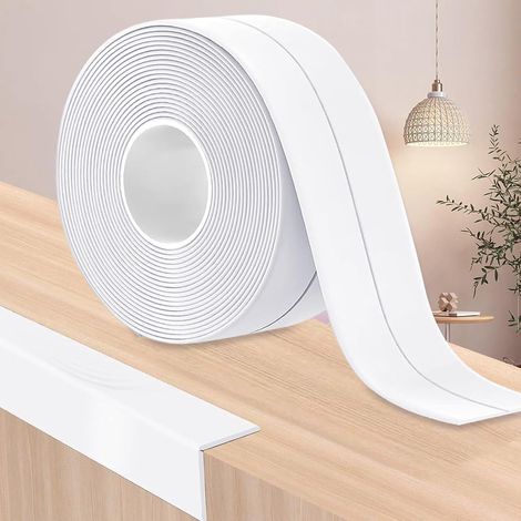 Plinthe Adhésive - 6 Mètres - PVC Souple Blanc - Protection Joints Sol et Mur - Cuisine Salle de Bain Bureau - 30x30 mm (1/5)