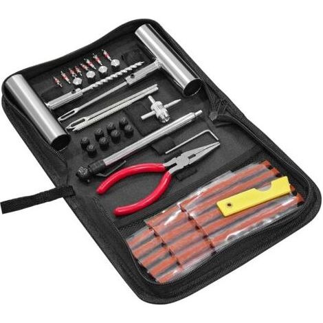 Kit de 46 bouchons de pneu robustes pour réparer les crevaisons, outil d'urgence pour voiture, kit de réparation de crevaisons universel pour moto, camion, tracteur, remorque. (1/3)