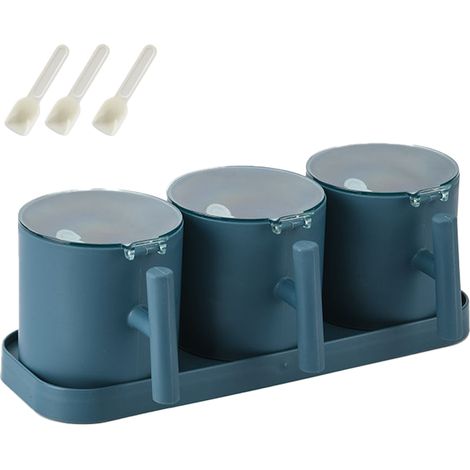 Boîte À Épices En Verre - Couvercle En Acier Inoxydable 304 - Pour Sucre Sel Herbes Séchées - Lot De 3 Avec Cuillères (1/5)