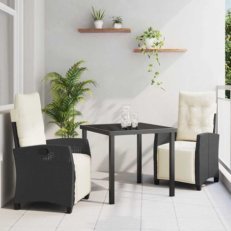 Ensemble de salle à manger pour jardin 3 pcs-Salon de jardin Noir polyrotin 334108 (1/5)