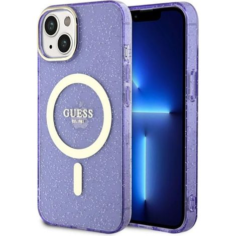 Guess GUHMP14MHCMCGU iPhone 14 Plus/15 Plus 6,7" lila/lila Hartschalenetui Glitzergold MagSafe (1/5)