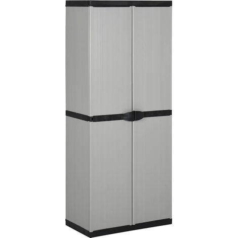 Armario de jardín con 3 estantes apto para uso exterior 68 x 40 x 168 cm PVC gris 020047064 (1/5)