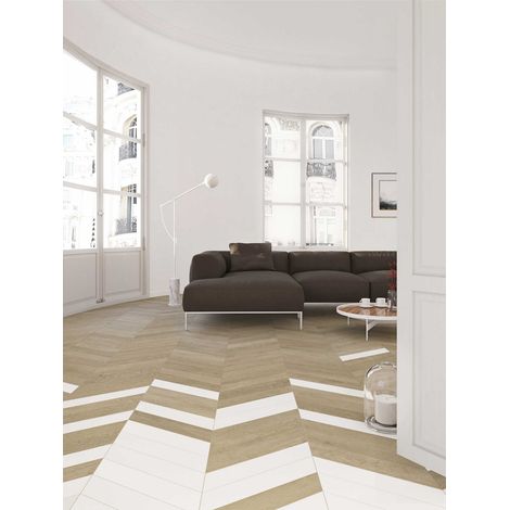 Carrelage grès cérame effet bois 60° CHEVRON WOOD - Chevron 9,8x52,2 cm Chêne moyen - Naturel - boîte de 0.46 m2 - Gioia Materia (1/5)