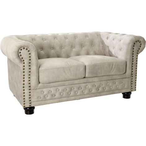 Divano dritto EDGAR – Bianco champagne – 2 posti – Stile barocco