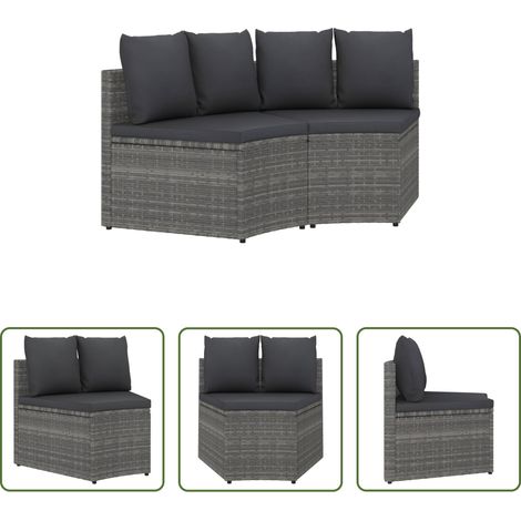 Canapé en résine - Salon de jardin 2 pcs avec coussins Résine tressée Gris (1/5)