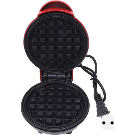 Mini gaufrier double face rond, multifonctionnel pour toasts et sandwichs, prise ronde BRA, 110 V, rouge - AquaForge (1/5)