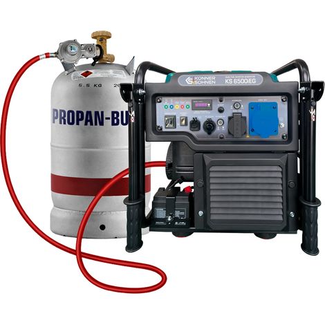 Könner & Söhnen Generador Inverter Dual Fuel KS 6500iEG - 6,5 kW (Gasolina/Gas), Arranque Eléctrico, Tomas 16A/32A, ideal para Hogar, Oficina, Obras, Profesionales, ultra potente y fiable. (1/5)