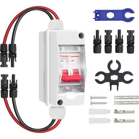 DC-PV-Trennschalter 32 A 500 V, MCB 2P Solarstromsenken-Luftschalter, Miniatur-Leistungsschalter mit Verteilerkasten (1/5)
