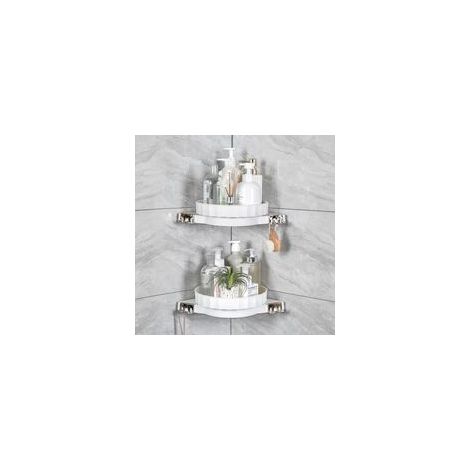 Estante esquinero para ducha, giratorio 360°, estante para almacenamiento y organización del baño, no requiere perforación, bandeja giratoria, especialmente diseñado para lavabos. - Crezuo