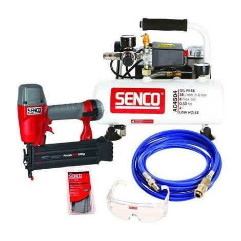 Senco Aerfast AC4504 Leichtfinish-Nagler und Kompressor