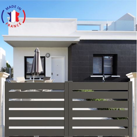 Portail aluminium coulissant SAH en kit dimensions L.3500 (entre piliers) X H.1900 mm Couleurs Gris quartz (RAL 7039)