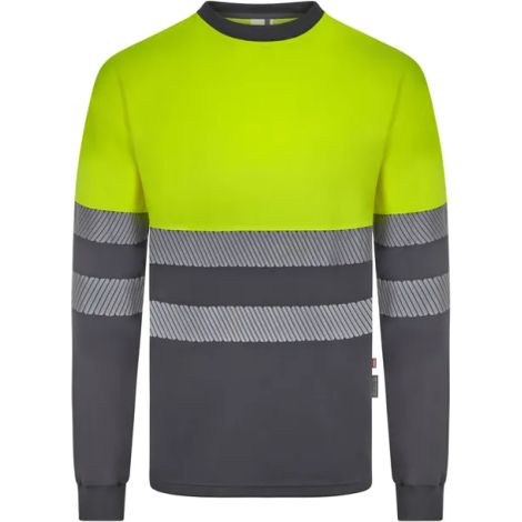 Camiseta algodón bicolor RCS M Velilla 305619 L Gris / Amarillo flúor