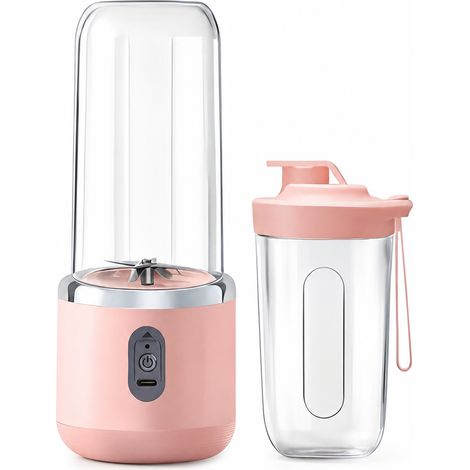 Blender Portable Rechargeable Rose, 2 Gobelets, Ensemble à 6 Lames, Couvercle Portable, 45 W, Chargement USB-C, Batterie 800 mAh (1/5)