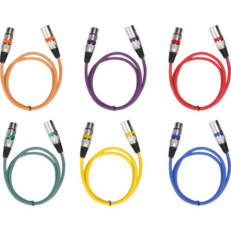Ensemble 6 Couleurs 1M PVC Épais Alliage Zinc Connecteur XLR Broches Cuivre Argenté Fils de Liaison (1/5)