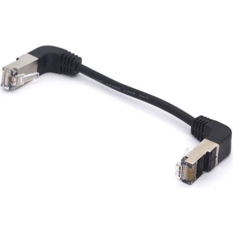Winkel-RJ45-Ethernetkabel – 1 Stück – Flexibles PVC – Gigabit-Cat6-Anschluss – Für beengte Platzverhältnisse hinter Möbeln – 15 cm, Schwarz (1/5)