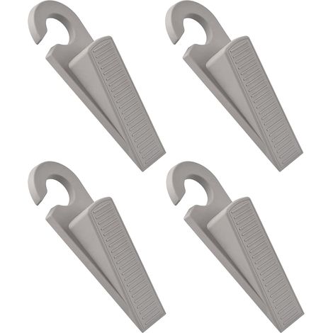 Rubber Door Stop Wedge Door Stopper - Heavy Duty Hook Type Doorstops Bottom Floor Door Jam, Gray,Wedge-Gray-4 Pack