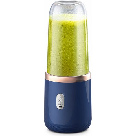 Blender portable rechargeable bleu à 6 lames, gobelet à jus de fruits pour voyage et extérieur (1/5)