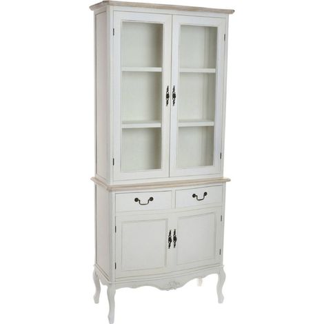 Vitrine bois blanc naturel élégante et raffinée - Blanc naturel du bois (1/5)
