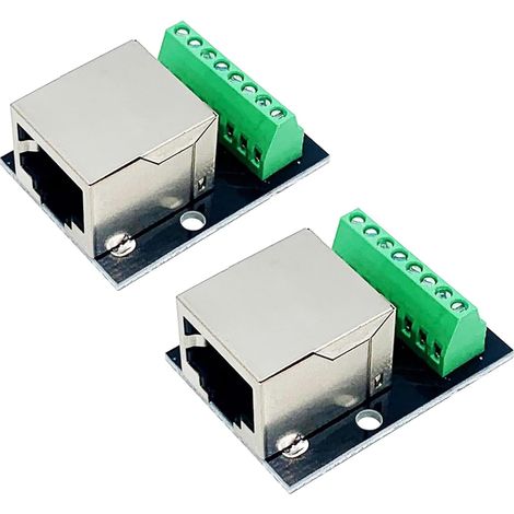 2PCS RJ45 Single Female Connector Burst Card 2.54mm Pitch Shielded RJ45 Network Adapter for Screw Terminal Block (1/5)