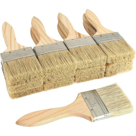 Lot de 30 pinceaux peinture professionnels – manche bois, largeur 60 mm, pour murs et meubles