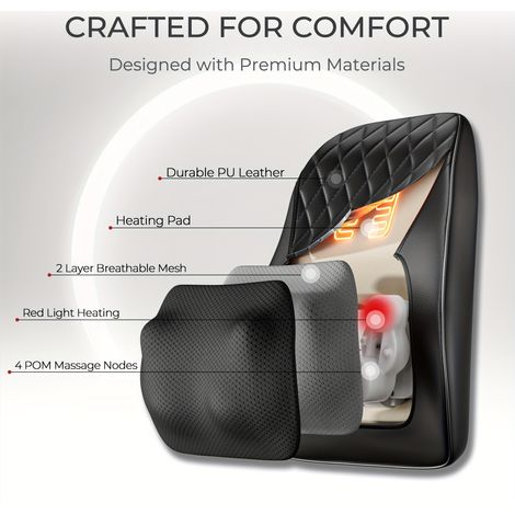 Coussin Massage 3D Shiatsu Chauffant Sans Fil, Appareil Électrique Portatif pour Cou, Épaules et Dos, Idéal Maison, Bureau, Voiture (1/5)