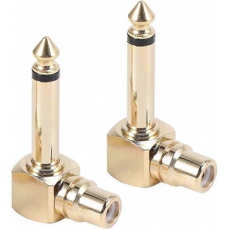 Lot de 2 adaptateurs audio RCA femelle vers mono mâle coudé 1/4 pouce (version 1030) (1/5)