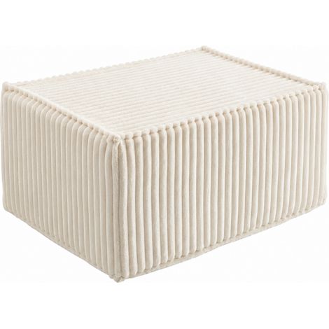 Module méridienne ou repose-pieds déhoussable pour canapé modulable velours côtelé BANANAIR 80x60 cm blanc cassé (1/5)