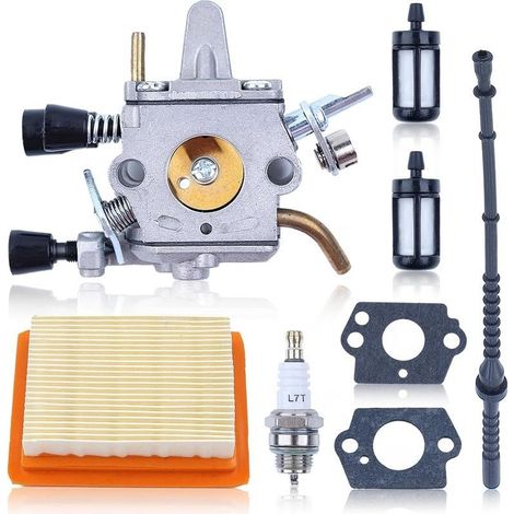 Carburateur pour Stihl FS120 FS200 FS250 FS300 FS350 FR380 FR450 FR480 Débroussailleuse,Joint + Filtre à Air et Filtre à Carburant + Tuyau de Carburant + Bougie d'allumage 4134 120 0653 (1/5)