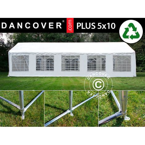 Partyzelt PLUS 5x10m PE 700, Weiß + Grundrahmen - Dancover