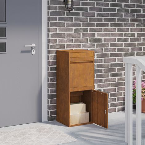 Paketdrop-Box mit Tür Rostig 41 x 38 x 103 cm Wetterfeststahl (1/5)